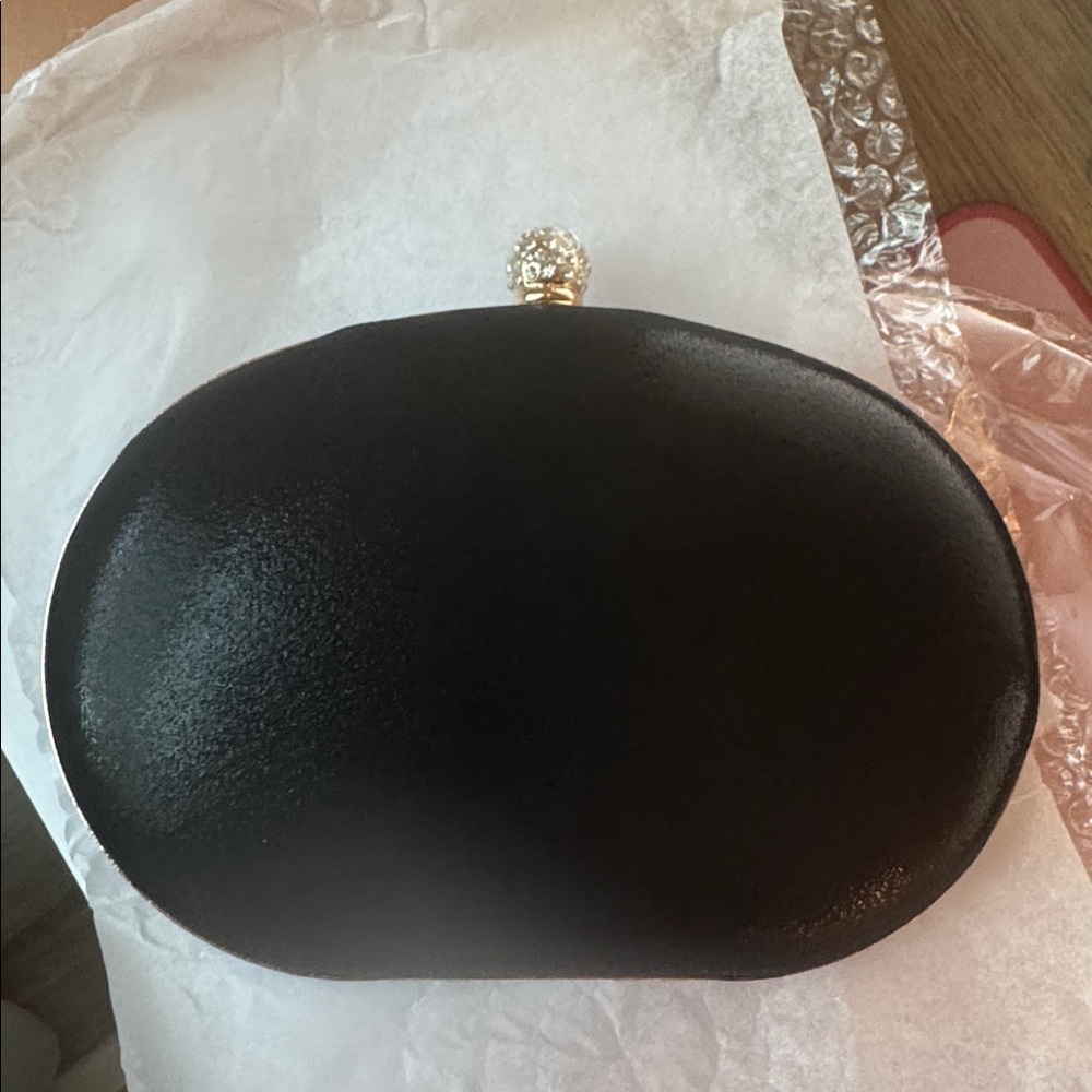 Ramla Black gold Rhinestone Flower Decor Clutch bag purse - Picture 5 of 6